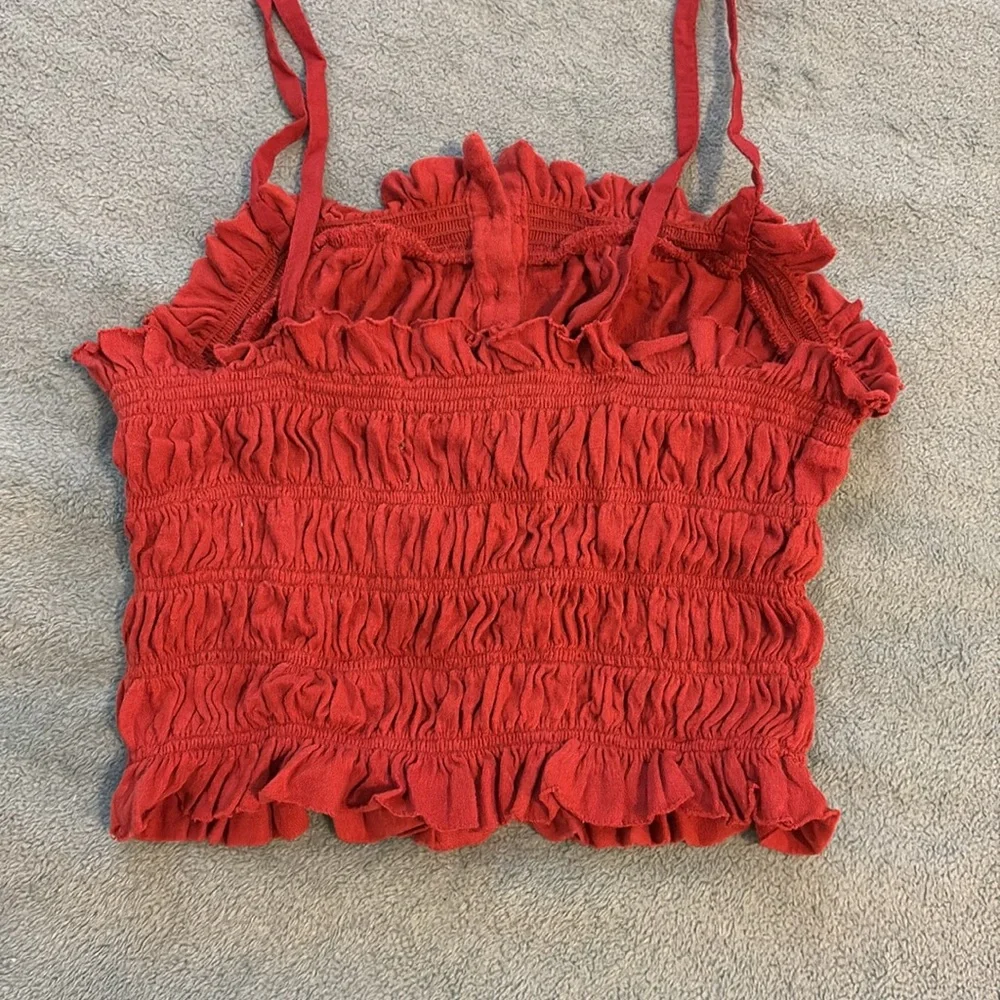 Urban Outfitters Red Smocked Crop Cami with Tie Straps - Picture 5 of 5